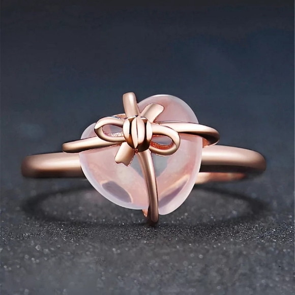 💎NEW💎 18K 925 ROSE QUARTZ GIFT OF MY 💓 RING - Picture 2 of 8
